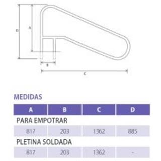 Barandilla sujeción salida piscina acero inoxidable AISI 316 Qp. - Imagen 2