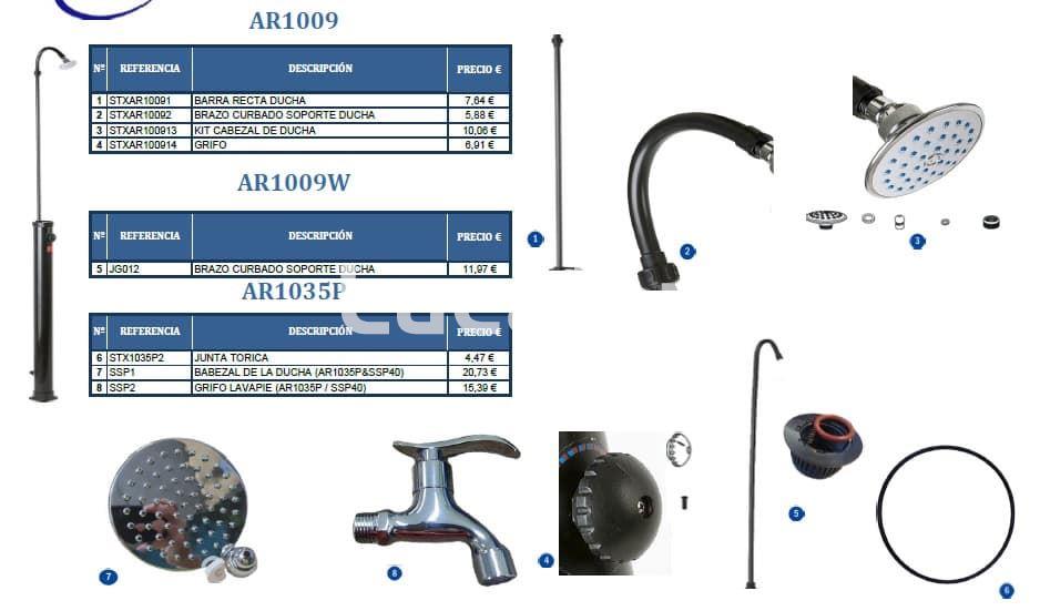 Brazo curbado soporte ducha gre modelo AR1009W - Imagen 2