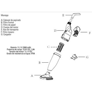 Cargador (8.4V -1A ) limpiafondos eléctrico VCB10P de gre - Imagen 2