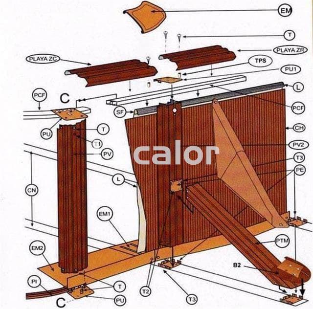 Conjunto chapas inferior piscina altura  gre, ovalada  aspecto madera (extremos  pilares 803W ) 4 ud - Imagen 2