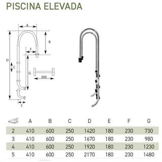 Escalera para piscinas elevadas modelo piscina elevada de acero inox AISI-316 - Imagen 2