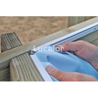 Liner azul para piscina de madera ovalada (Modelo Bambu) de altura cm - Imagen 1