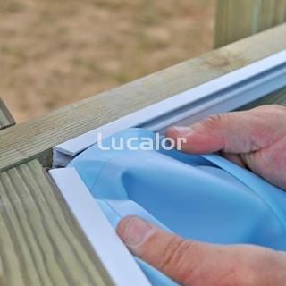 Liner Azul piscina Gre madera redonda (Modelo Vasto) altura 136 cm - Imagen 1